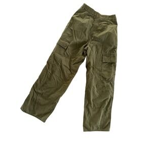GU Womens High Waisted Cargo Pants Olive Green Cotton Utility Straight Leg S